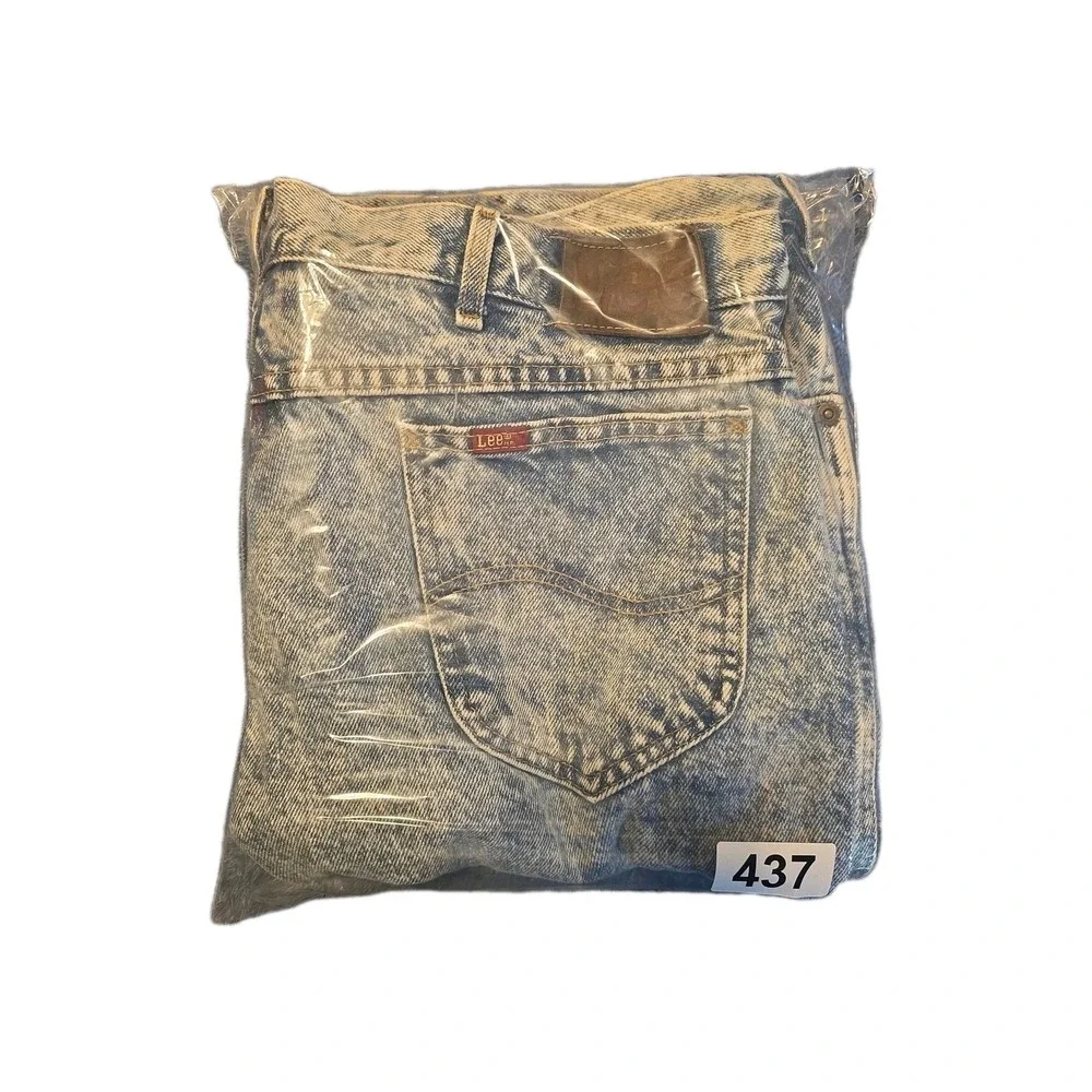 Vintage Lee Jeans Men's Blue Acid Wash Denim Classic Zip Fly USA Made 42x32